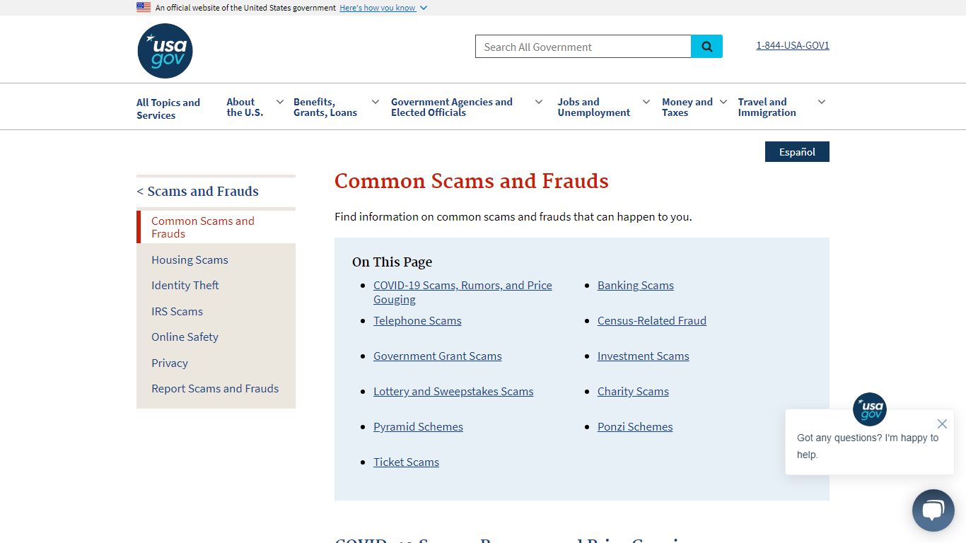 Common Scams and Frauds | USAGov